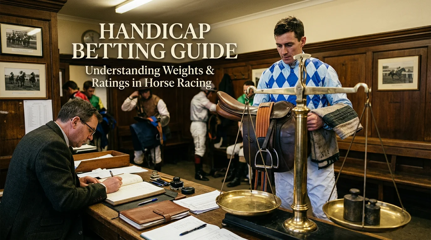 Horse racing handicap betting with weights ratings and edges