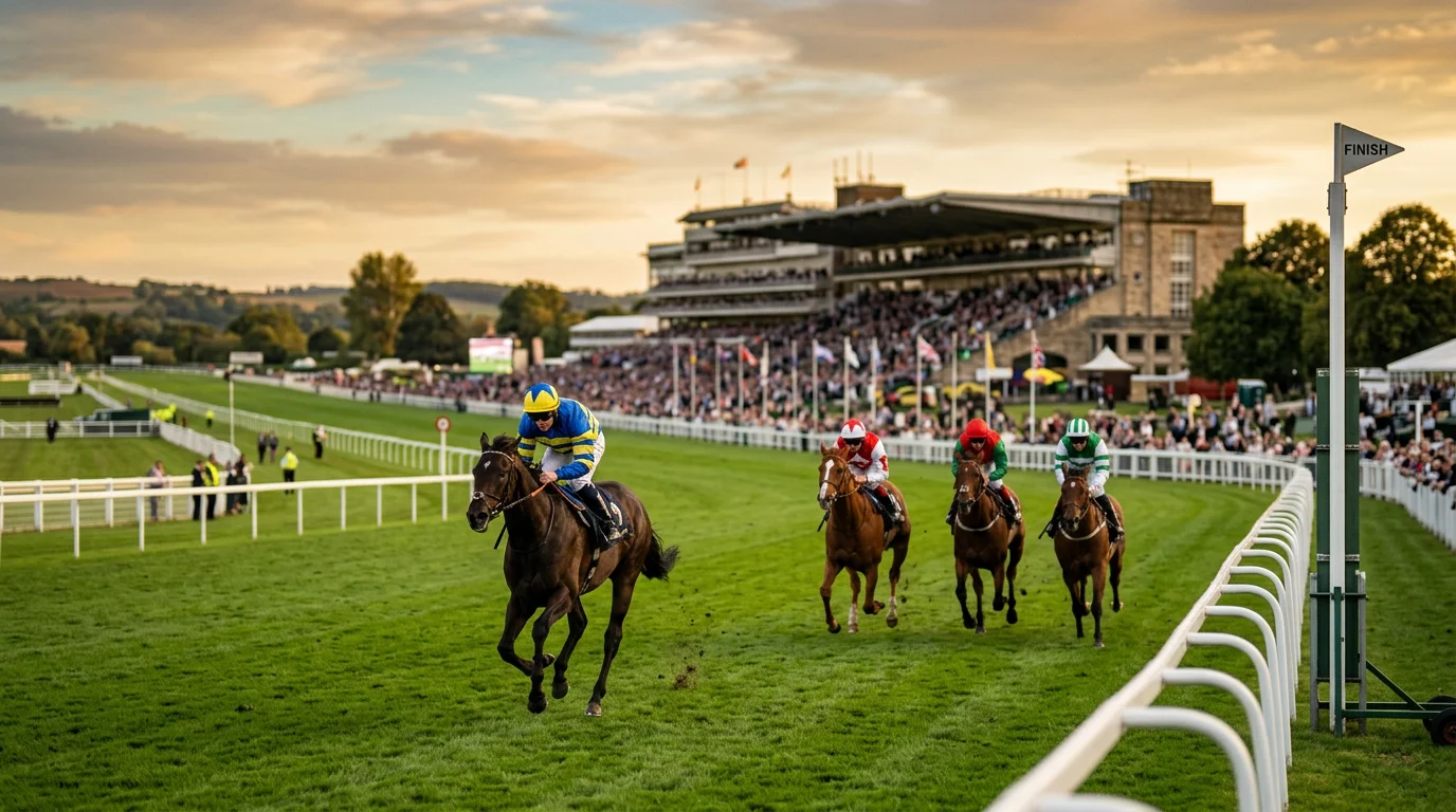 UK online horse betting sites overview with racecourse and jockeys